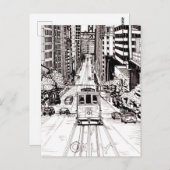 San Francisco City Pen und Tinte Zeichnend Postkarte (Vorne/Hinten)