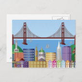 San Francisco City Skyline Zeichnend Illustration  Postkarte (Vorne/Hinten)