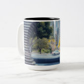 San Francisco City View through Metal Frame Zweifarbige Tasse (Vorderseite Links)