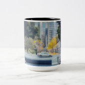 San Francisco City View through Metal Frame Zweifarbige Tasse (Mittel)