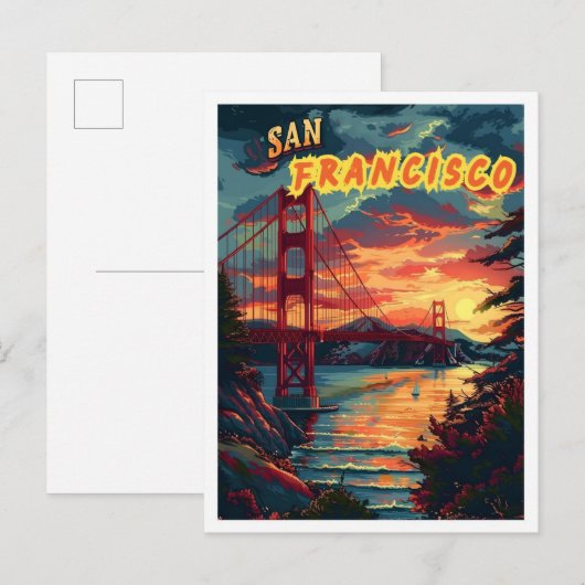 San Francisco Classic Art Retro Postkarte (Vorne/Hinten)