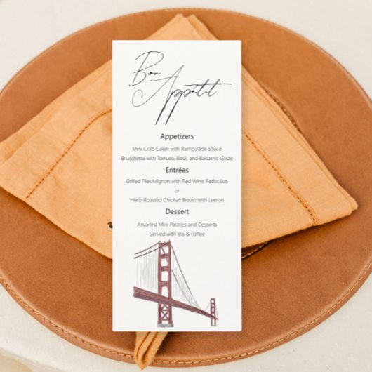 San Francisco Classy Wedding Menü mit zeichnend Menükarte