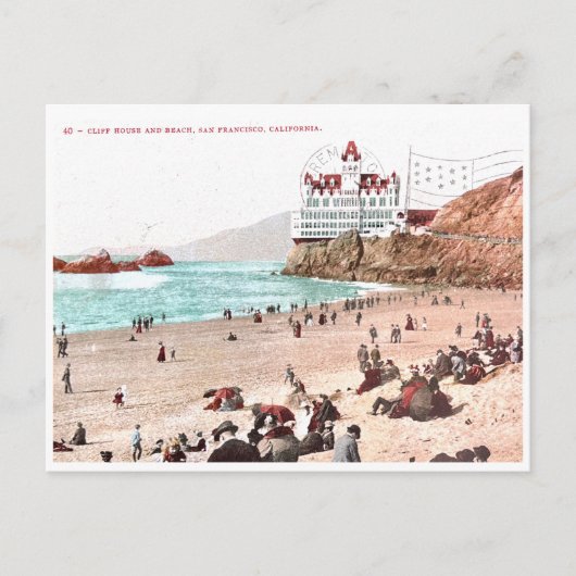 San Francisco Cliff House 1908 Vintage Postkarte (Vorderseite)