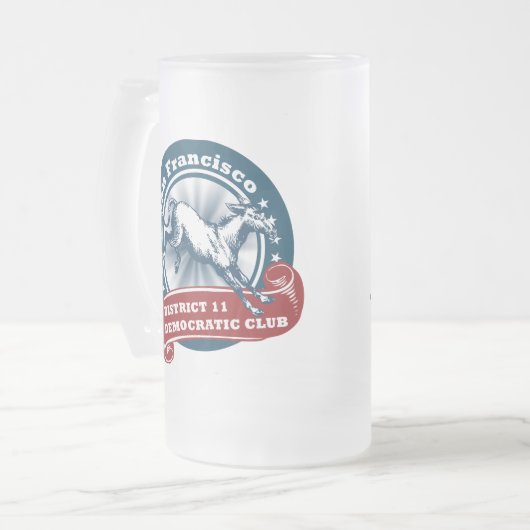 San Francisco D11 demokratisches Verein-Bier Stein Mattglas Bierglas (Vorderseite Links)