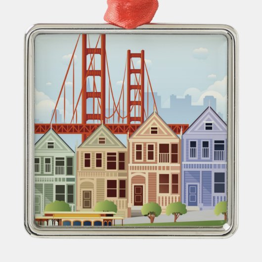 San Francisco | die gemalten Damen Ornament Aus Metall (Vorne)