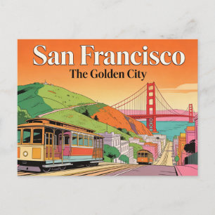 San Francisco Die Goldene Stadt Vintage Reise Post Postkarte