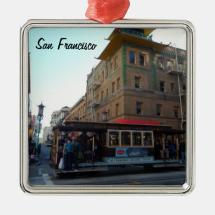 San Francisco Drahtseilbahn Silbernes Ornament