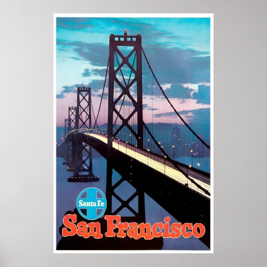 San Francisco Druck Golden Gate Bridge Kunst Santa Poster (Vorne)