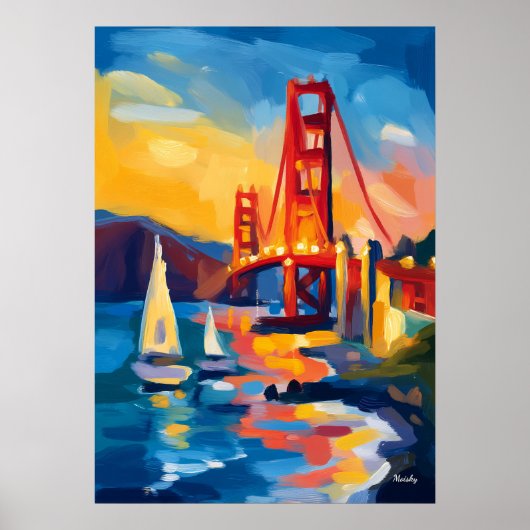 San Francisco Fauvist Cityscape – Golden Gate Poster (Vorne)