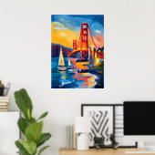 San Francisco Fauvist Cityscape – Golden Gate Poster (Heimbüro)