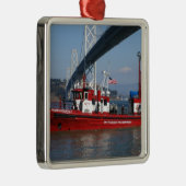 San Francisco Feuer-Boot Silbernes Ornament (Rechts)