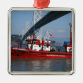 San Francisco Feuer-Boot Silbernes Ornament (Vorne)