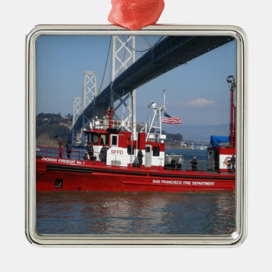 San Francisco Feuer-Boot Silbernes Ornament (Vorne)