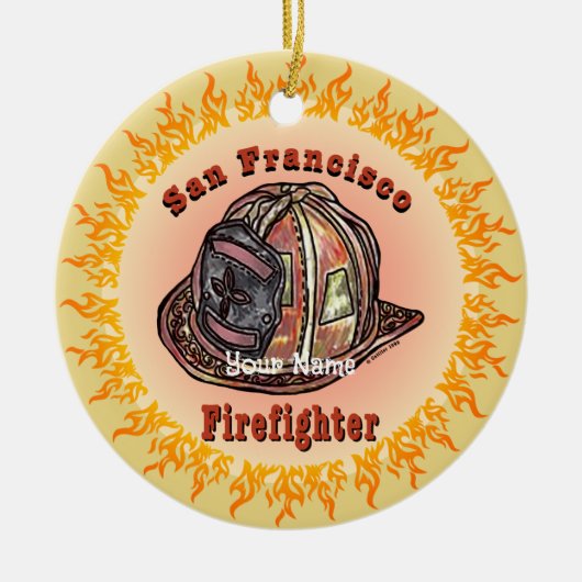 San Francisco Feuerwehrschmuck Keramik Ornament (Vorne)