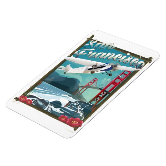 San Francisco Flug-Reiseplakat Magnet (Linke Seite)