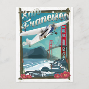 San Francisco Flugreiseplakat Postkarte