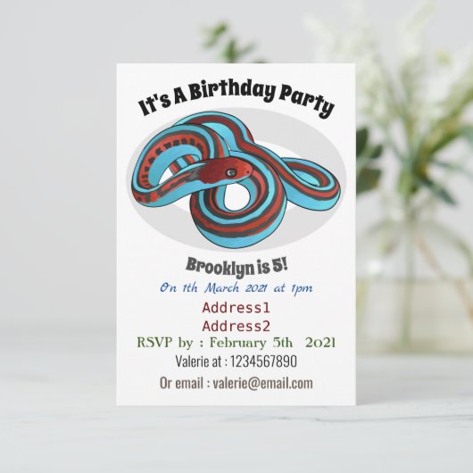 San Francisco Garter Schlange Cartoon Illustration Einladung (Stehend Vorderseite)