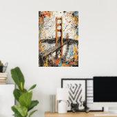 San Francisco Golden Gate Abstract Drip Painting Poster (Heimbüro)