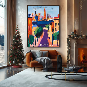 San Francisco Golden Gate and Stream in Fauvist Poster