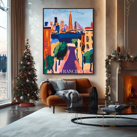 San Francisco Golden Gate and Stream in Fauvist Poster