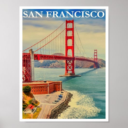 San Francisco, Golden Gate Bridge 2 Reiseplakat Poster (Vorne)