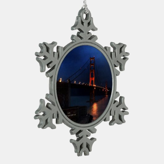 San Francisco Golden Gate Bridge #6 Schneeflocken Zinn-Ornament (Links)