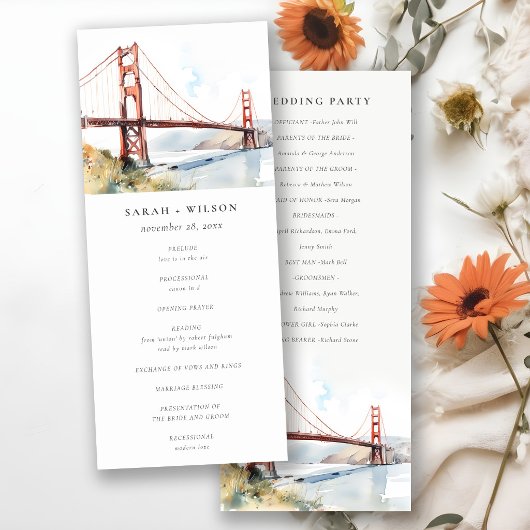 San Francisco Golden Gate Bridge Hochzeitsprogramm Einladung