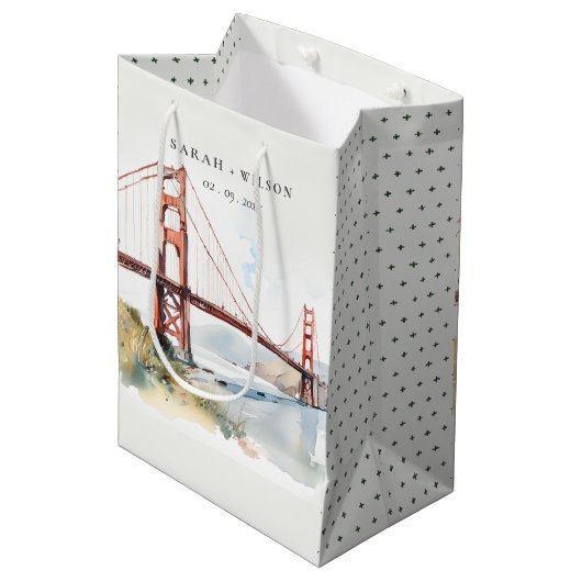 San Francisco Golden Gate Bridge Landscape Wedding Mittlere Geschenktüte (Vorderseite Schrägansicht)