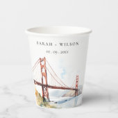 San Francisco Golden Gate Bridge Landscape Wedding Pappbecher (Vorderseite)