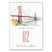 San Francisco Golden Gate Bridge Landscape Wedding Tischnummer (Rückseite)