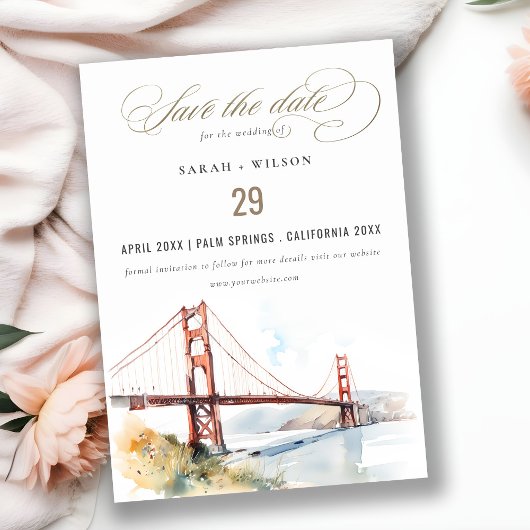 San Francisco Golden Gate Bridge Landschaft Hochze Save The Date