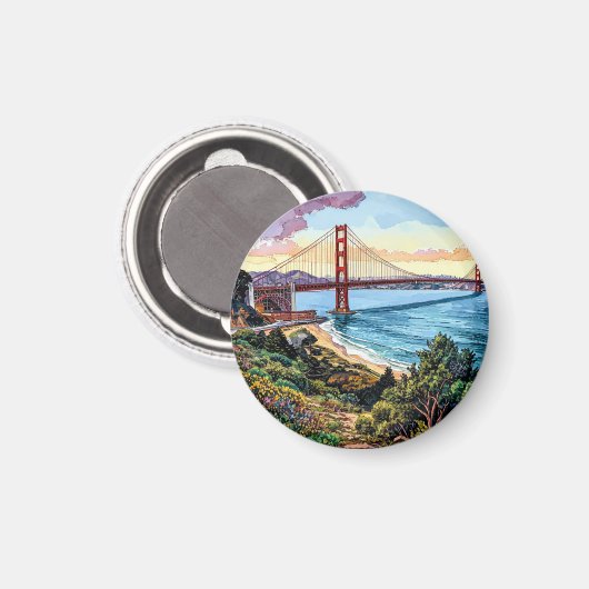 San Francisco Golden Gate Bridge Magnet (Vorderseite/Rückseite)