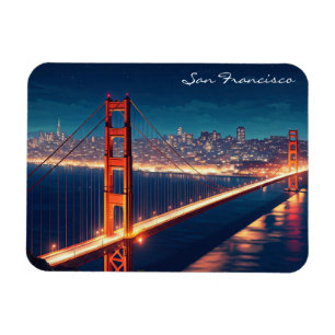 San Francisco Golden Gate Bridge Nachtpostkarte Magnet