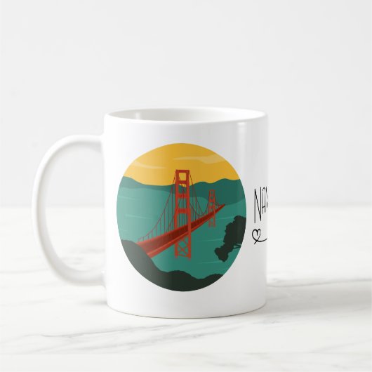 San Francisco - Golden Gate Bridge/ Name anpassen Kaffeetasse (Links)