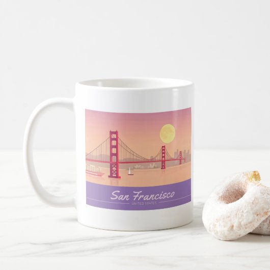 San Francisco Golden Gate Bridge Pastel Travel Kaffeetasse (Mit Donut)