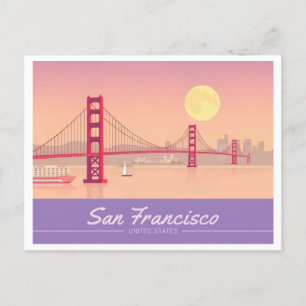 San Francisco Golden Gate Bridge Pastel Travel Postkarte
