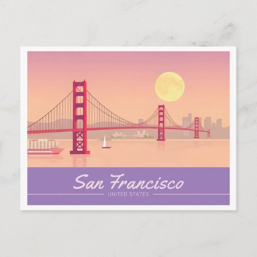 San Francisco Golden Gate Bridge Pastel Travel Postkarte (Vorderseite)