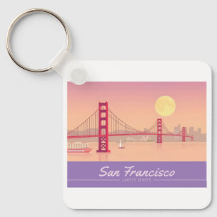 San Francisco Golden Gate Bridge Pastel Travel Schlüsselanhänger