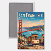 San Francisco Golden Gate Bridge Retro Magnet (Vorderseite/Rückseite)