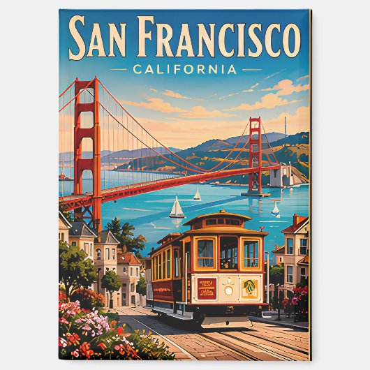 San Francisco Golden Gate Bridge Retro Magnet (Vorderseite)