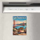 San Francisco Golden Gate Bridge Retro Magnet (In Situ (Geschirrspüler))