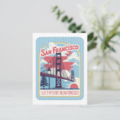 San Francisco Golden Gate Bridge Retro Postkarte (Stehend Vorderseite)
