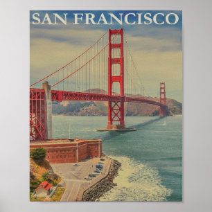 San Francisco Golden Gate Bridge Retro Vintag Poster