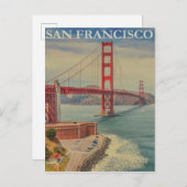 San Francisco Golden Gate Bridge Retro Vintag Postkarte (Vorne/Hinten)