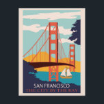 San Francisco Golden Gate Bridge Retro Vintag Postkarte<br><div class="desc">Jeder würde Liebe haben,  diese Vintage Postkarte mit einer Retro-Abbildung der Golden Gate Bridge in San Francisco,  Kalifornien,  der Stadt an der Bucht,  zu erhalten!</div>