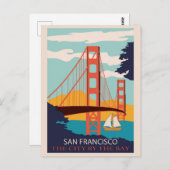 San Francisco Golden Gate Bridge Retro Vintag Postkarte (Vorne/Hinten)