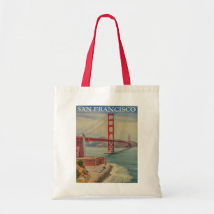 San Francisco Golden Gate Bridge Retro Vintag Tragetasche