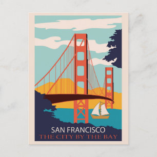 San Francisco Golden Gate Bridge Retro Vintage Postkarte