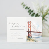 San Francisco Golden Gate Bridge Scape Wedding RSVP Karte (Stehend Vorderseite)
