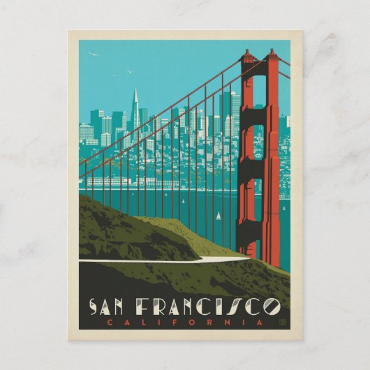 San Francisco | Golden Gate Bridge Skyline Postkarte (Vorderseite)